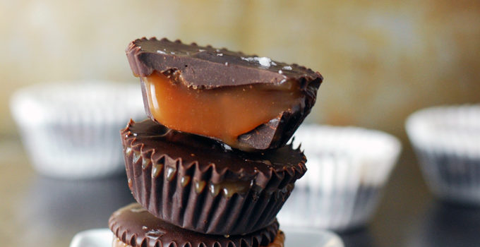 Dark Chocolate Salted Caramel Cups from Live-in Kitchen