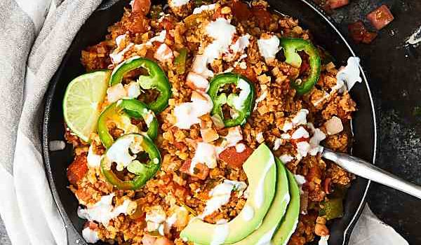 Taco Cauliflower Rice Skillet from Show Me the Yummy